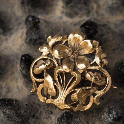 Antike Brosche Jugendstil Gold