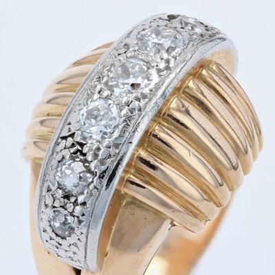 Bague Diamants Vintage à Godrons