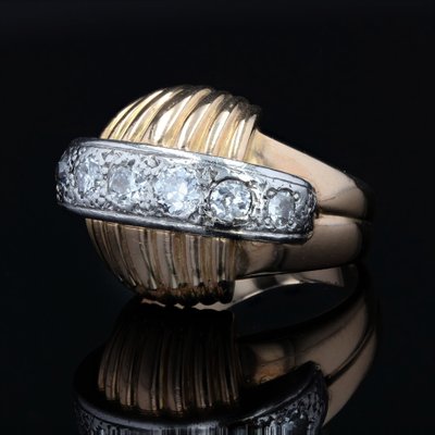 Bague Diamants Vintage à Godrons