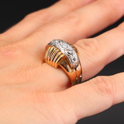 Bague Diamants Vintage à Godrons