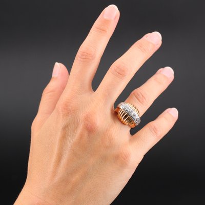 Bague Diamants Vintage à Godrons