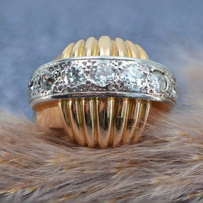 Bague Diamants Vintage à Godrons