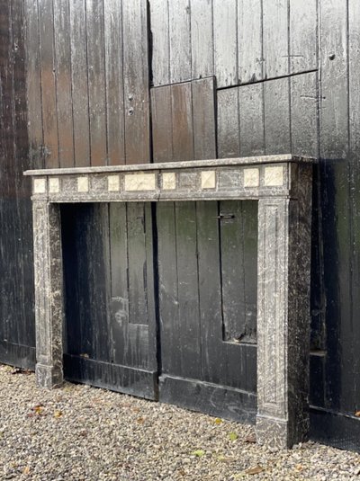 Cheminée De Style  Louis XVI En Marbre Gris Saint Anne Et Blanc De Carrare