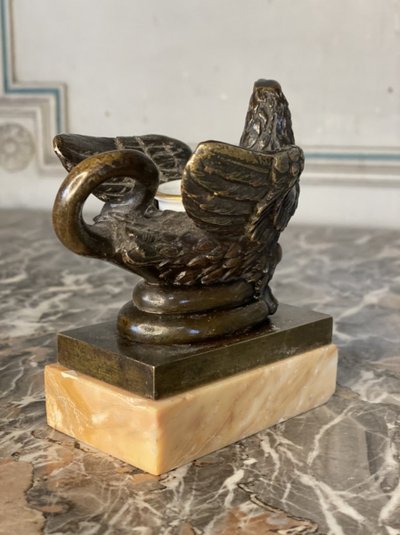 Aigle Et Serpent, Encrier En Bronze Sur Socle De Marbre