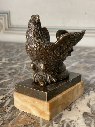 Aigle Et Serpent, Encrier En Bronze Sur Socle De Marbre