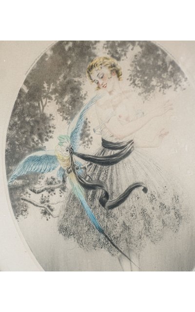 Georges GRELLET, GIRL WITH PARROT, Print