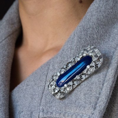 Spilla antica con diamanti e lapislazzuli