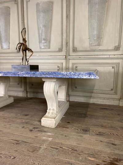 Table in blue Bahia granite and siltstone, circa 1980