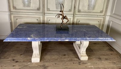 Table in blue Bahia granite and siltstone, circa 1980