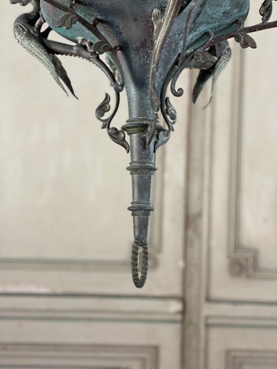 Neo-Gothic Bronze Chandelier Circa 1880