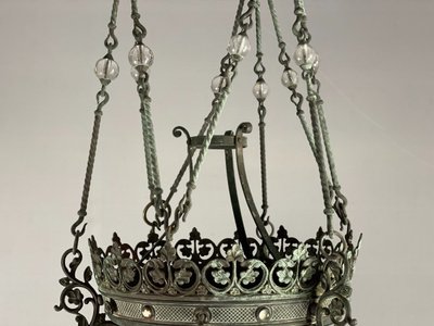 Neo-Gothic Bronze Chandelier Circa 1880