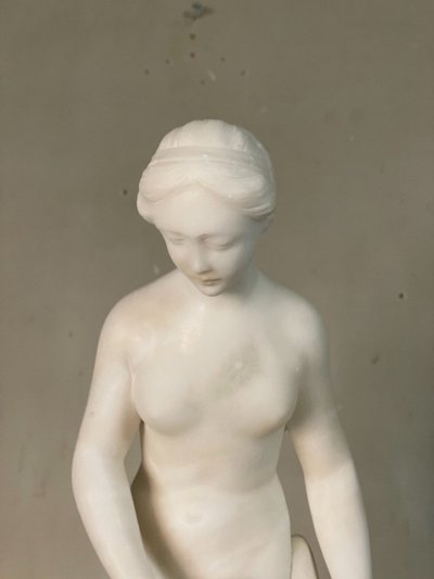 La Baigneuse, Alabaster Sculpture After Falconet
