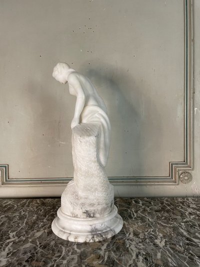 La Baigneuse, Alabaster Sculpture After Falconet
