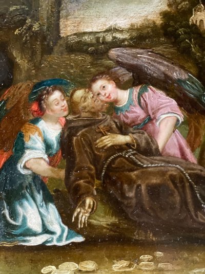 Ecstasy of Saint Francis of Assisi, Oil on Copper, 17th Century