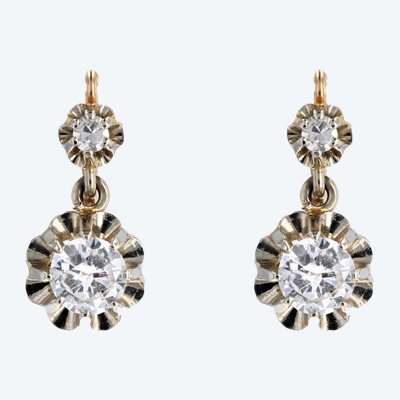Boucles d'Oreilles Dormeuses Diamants 2 Ors