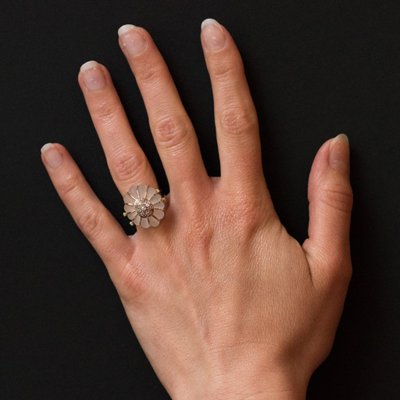 Anello in oro con diamante e cristallo di rocca