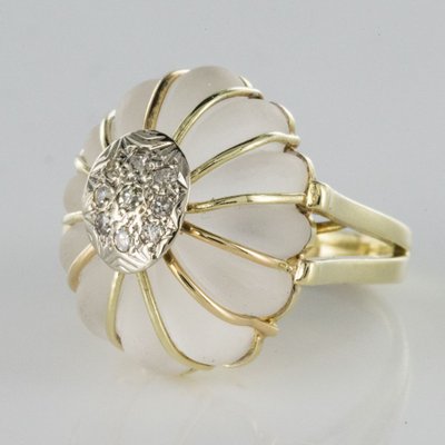 Anello in oro con diamante e cristallo di rocca