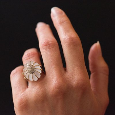 Anello in oro con diamante e cristallo di rocca