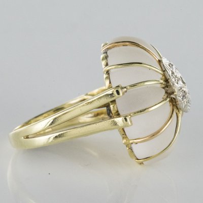 Anello in oro con diamante e cristallo di rocca