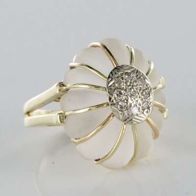 Anello in oro con diamante e cristallo di rocca