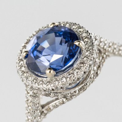 Bague Saphir De Ceylan Et Diamants