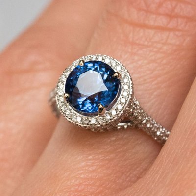 Bague Saphir De Ceylan Et Diamants