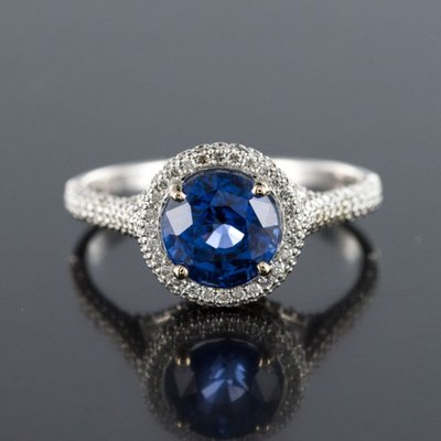 Bague Saphir De Ceylan Et Diamants