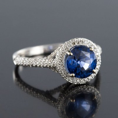 Bague Saphir De Ceylan Et Diamants