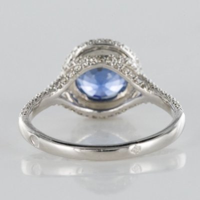 Bague Saphir De Ceylan Et Diamants