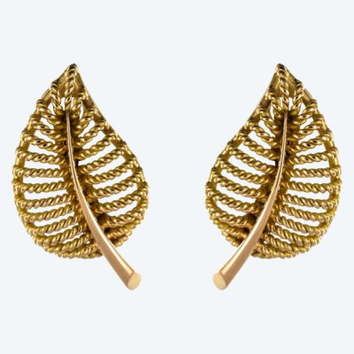 Boucles d'Oreilles Clips Feuilles d'Or