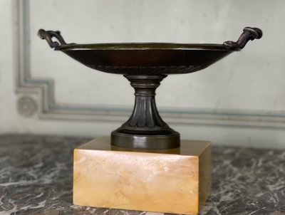 Bronze Cup On A Yellow Sienna Marble Base, Early 19th Century