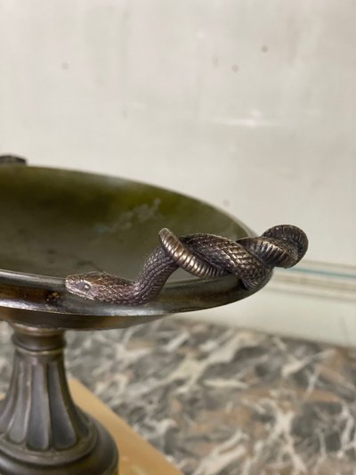 Bronze Cup On A Yellow Sienna Marble Base, Early 19th Century