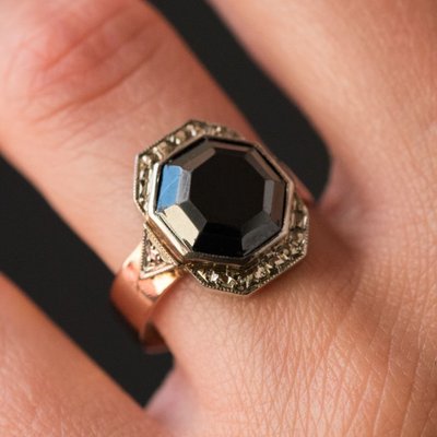 French 19th Century Napoleon 3 Rose Gold Hematite Ring