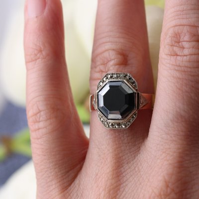 French 19th Century Napoleon 3 Rose Gold Hematite Ring