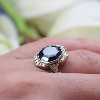 French 19th Century Napoleon 3 Rose Gold Hematite Ring