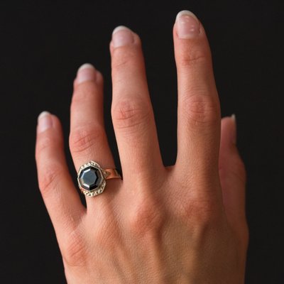French 19th Century Napoleon 3 Rose Gold Hematite Ring