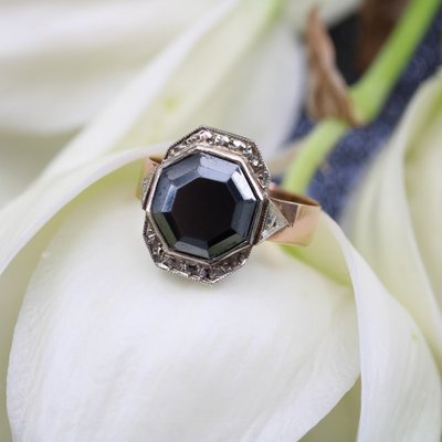 French 19th Century Napoleon 3 Rose Gold Hematite Ring