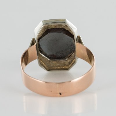 French 19th Century Napoleon 3 Rose Gold Hematite Ring