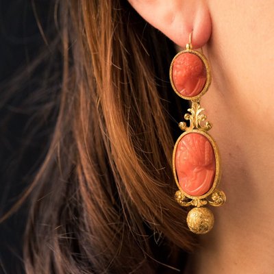 Pendants Earrings Old Cameos On Coral