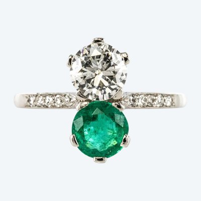 Bague Toi Et Moi émeraude Et Diamants