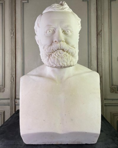 Bust in statuary white marble signed Cassano
