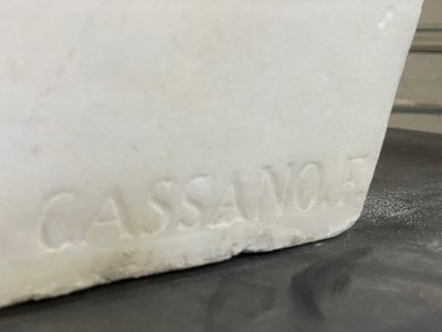 Bust in statuary white marble signed Cassano
