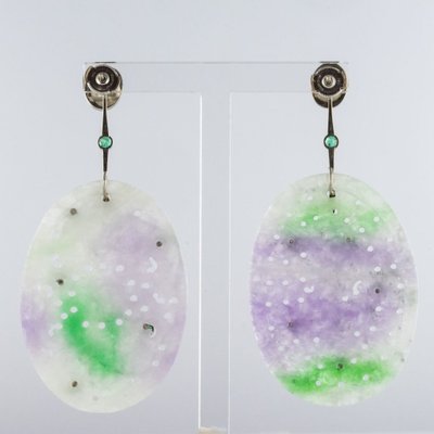 Orecchini di giada viola e smeraldo