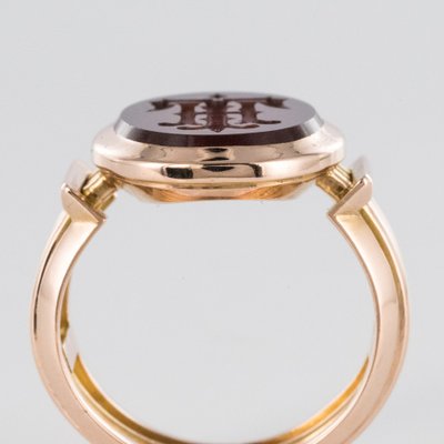 Bague Chevalière Or Et Intaille Sur Cornaline