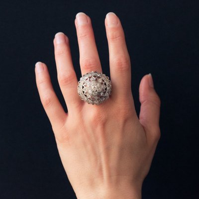 Bague Diamants Or Blanc De Cocktail