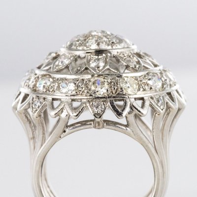 Bague Diamants Or Blanc De Cocktail