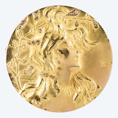 Art Nouveau Gold And Rose Cut Diamonds Brooch