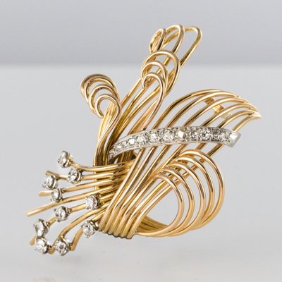 Brosche Diamanten Und Gelbgold Retro