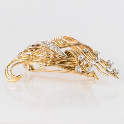 Brosche Diamanten Und Gelbgold Retro