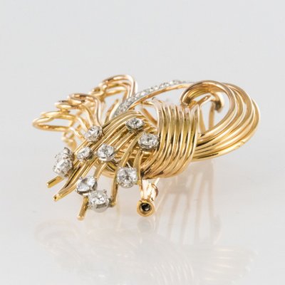 Brosche Diamanten Und Gelbgold Retro